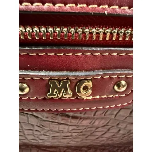 MC Burgundy Faux Croc Shoulder Bag w/ Adjustable Strap Green