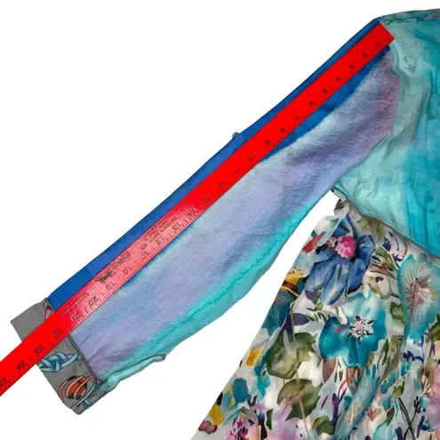 Fleur de Lis Anthropologie Asymmetric Tunic Dress Roll Tab Sleeve L Sheer Flowy Size L