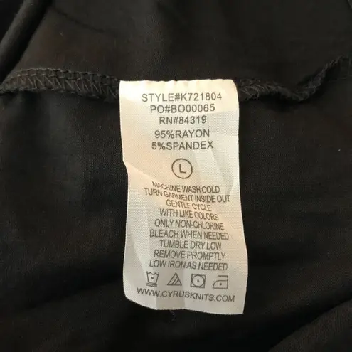 Cyrus Womens Black Long Sleeve Top With Eyelet Cutout Detail Size L