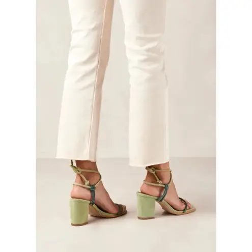 ALOHAS Grace Bicolor Green Leather Sandals Size 6.5