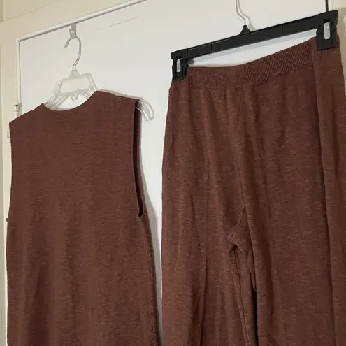 Free People NEW!  Stockton Sweater Vest Set Russet brown Two Piece lounge size XS