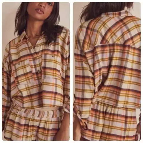 Free People NEW  INTIMATELY Wrapped In Flannel Set Shirt & Shorts‎ Womens Size S