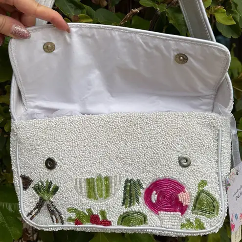 NWT Viral Vegetable Veggie Tropical Beaded Shoulder Bag Made in India White
