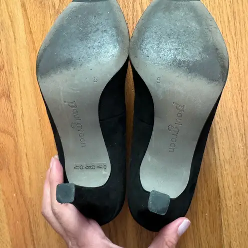 Paul Green  Womens Sz 38 Black Velvet Suede 3" Pointed Pumps Removable Accent Bow