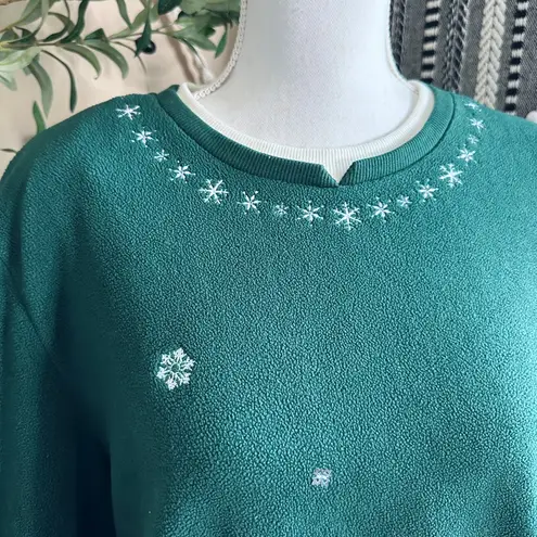 Vintage Alfred Dunner Christmas Frosty the Snowman & Dog Fleece Pullover Sweater Green Size XL