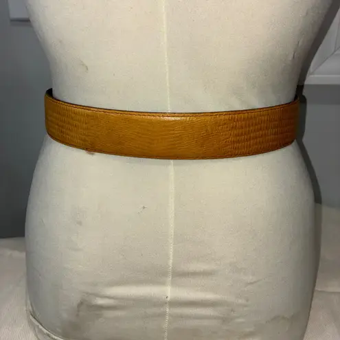 Liz Claiborne VTG  Genuine Leather Lizard Print Belt S Brown Square Buckle Retro