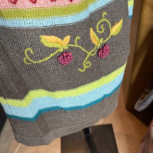 Double D Ranch Linen Blend Multicolor Striped Maxi Pencil Skirt Size Large Brown