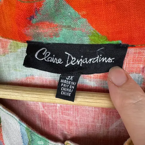 Claire Desjardins Where Butterflies and Bees Are Top 3X Floral Linen Artsy Flowy Green