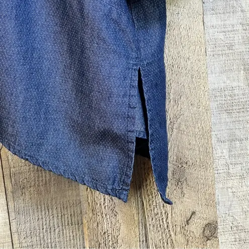 Westbound Petites Large Navy Blue with Tiny White Polka Dots w/Bell Sleeves Top