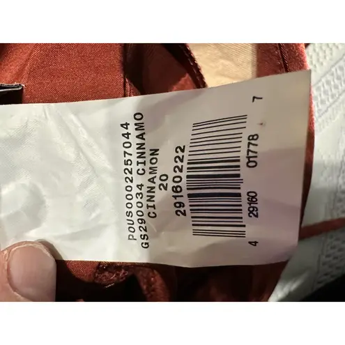 GALINA SIGNATURE Satin Cinnamon Maxi Gown Dress V Neck Slit Size 20 Orange