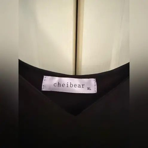 Cheibear Satin Pajama Dress Camisole Midi Nightdress V