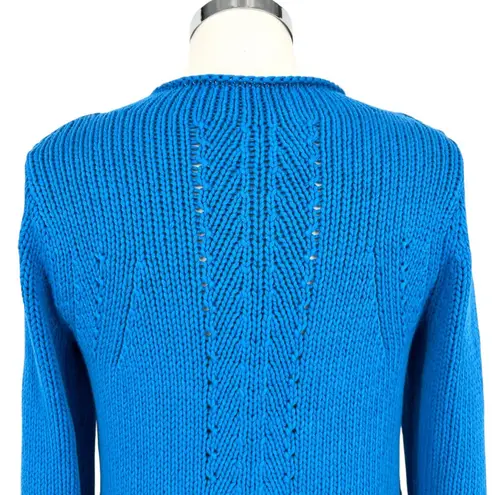 Poetry Cotton Tape High-Neck Sweater Soft Peacock Blue Size 6