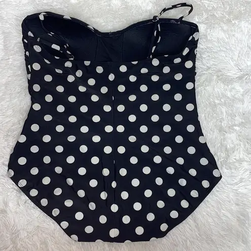 Catalina One Piece Swimsuit Black with White Polka Dots