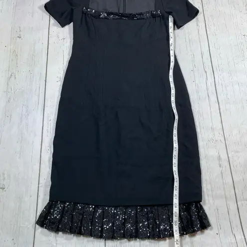 Valentino Garavani Vintage Valentino Crepe Short Sleeve Sequin Ruffle Dress