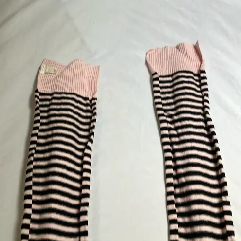 Kate Spade : Striped Black & Blush Pink Scarf- 100% Wool