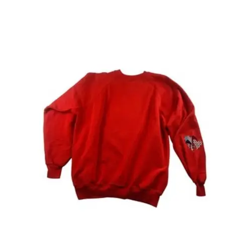 Hanes  Red Sweatshirt X-Large With Denim Heart Pocket & Patchwork Appliqué