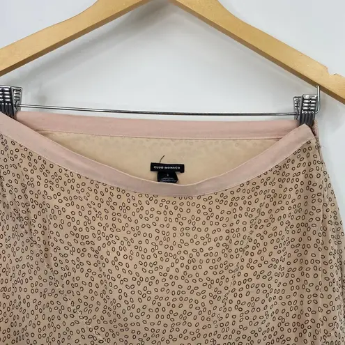 Flax Club Monaco Silk Light Pink Mini Skirt High Waisted Bias Cut Flowy Dot Printed 2