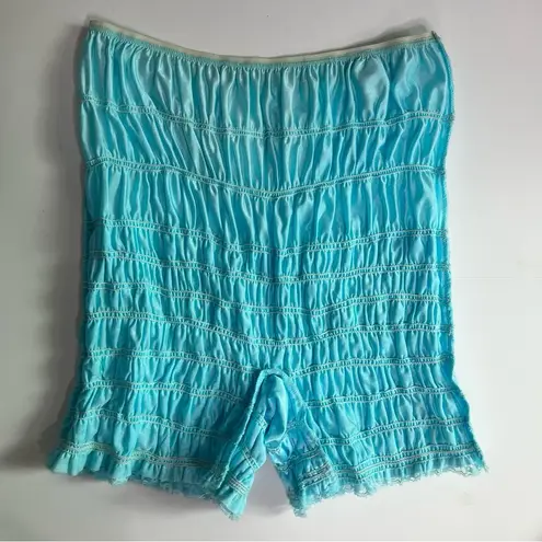 Vintage High Rise Ruffle Bloomers Medium Teal Blue 1970s