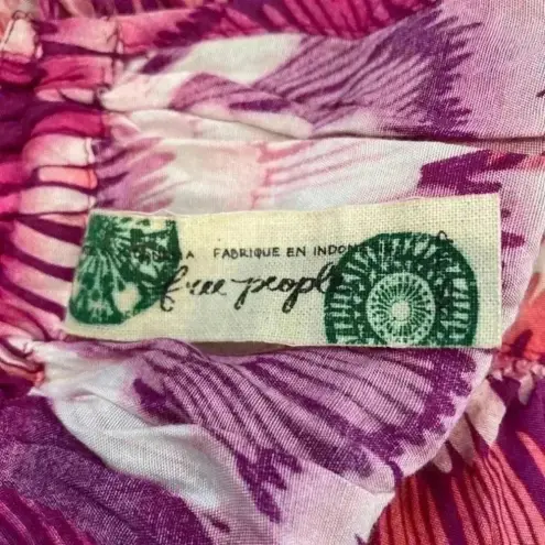 Free People ⭐️  Floral Palm Sun pink and purple Dress in size xs