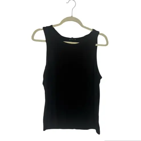 Club Monaco Black Ribbed Racerback Tank Top SZ L Modal Blend