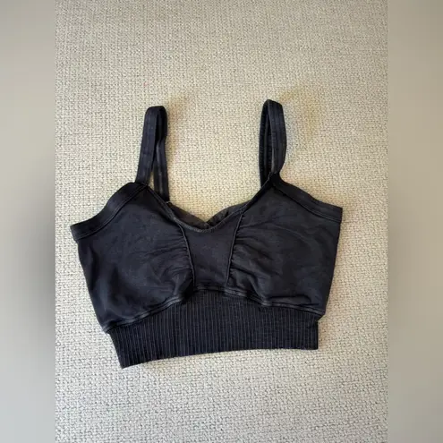 Free People Good Karma Scoop Neck Bra Washed Black M/L