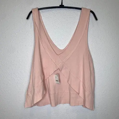 We The Free  Pink Free People Knit Cotton Tank Top NWT Sz Sm Relaxed