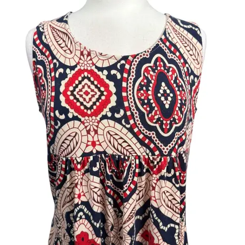 Reborn Sleeveless Dress Size L Blue Red Patterned Size L