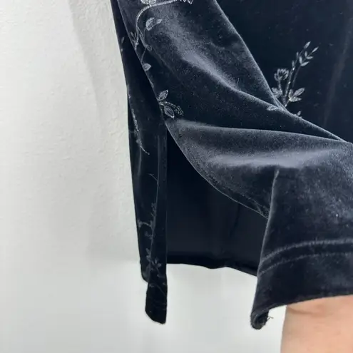 Wrapper Y2K 90s Black Velvet Floral Embroidered Mini Skirt Girly Grunge Goth