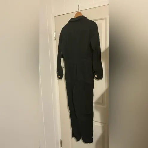 Mate the Label Organic Linen Long Sleeve Black Jumpsuit Dress $248 Normcore