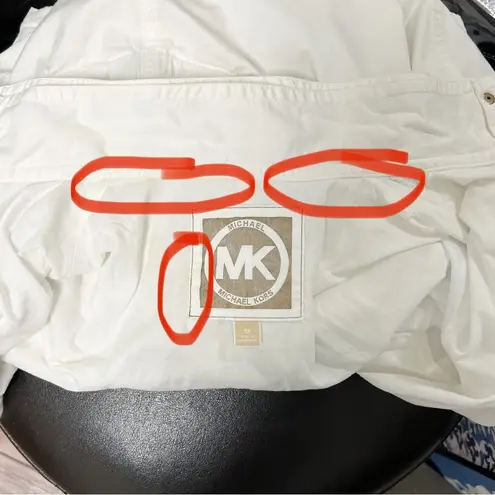 Michael Kors MK White Gold Tone Studded Zip Up Elastic Waistband Jacket Medium