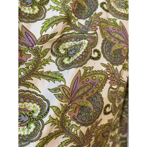 1960 Vintage Diana Dean by Julius Lonschein Caftan Wrap Day Dress Paisley Pocket Green Size undefined