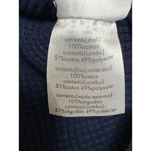 ONIA Women's Navy Blue Waffle Knit Crewneck Long Sleeve Crop Sweater Top Sz S/P