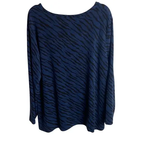 Susan Graver Size 2x Zebra Animal Print Blouse Top Blue Black Soft Stretch - Image 4