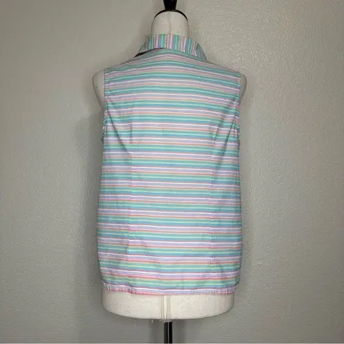 Fresh Produce 100% Cotton Multicolor Striped Sleeveles Button down Shirt