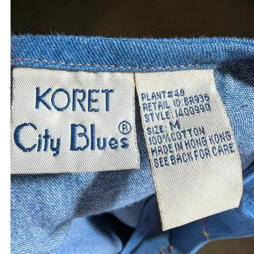 Vtg 1990s Koret City Blues Embroidered Beaded Sleeveless Denim Maxi Dress Sz M Blue