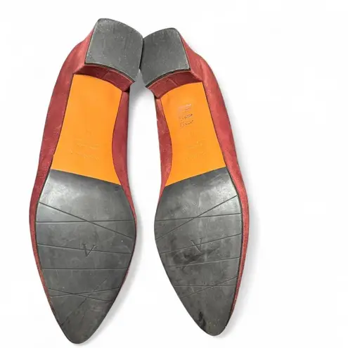 Aquatalia Women’s Size 10 Round Toe Block Heel Pumps Rust Suede Made in Italy