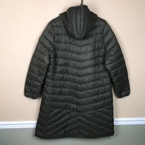 Harvey & Jones Women's Olive Green Nylon Long Line Hooded Puffer Coat Size XXL