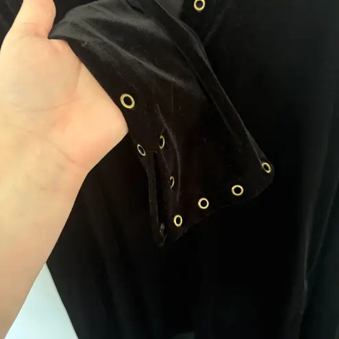 Tribal Jeans Black Velvet Keyhole Top Women's Size Small Petite