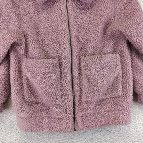 Elodie Plush Fleece Teddy Coat Jacket Dusty Rose Pink Women's Medium