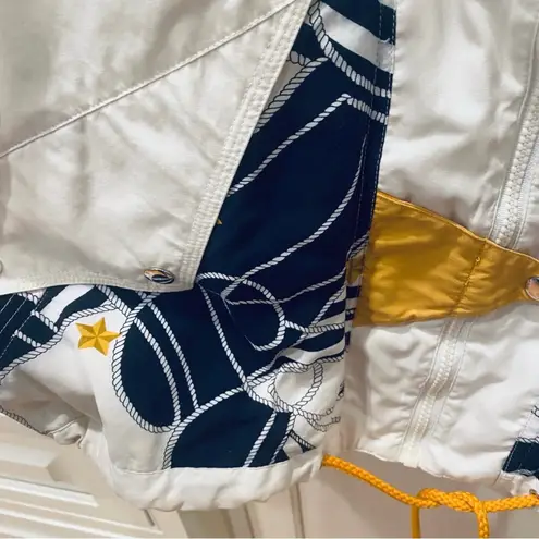 Mulberry Vintage 80s Oversized Windbreaker Sailing Nautucal White blue m