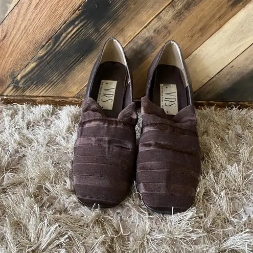 Vittorio Ricci Studio Brown Ruched Leather Heels Size 7.5