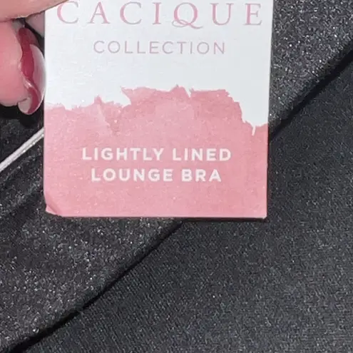 Cacique Lane Bryant Lightly Lined Lounge Bra Size 42C Black Pull Over No Wire