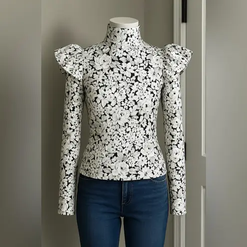 Tuckernuck Bowden Top Size XXL NWT Gray Gardens Ruffle Blouse High Neck White