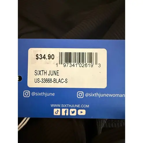 Boutique SIXTH JUNE Long Sleeve Open Back Ribbed Crop Top Women’s Size S Black NWT