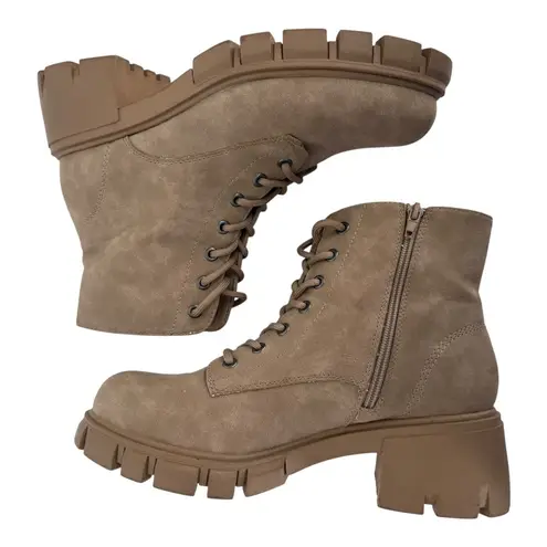 MIA Women's Terrie Lace Up Chunky Lug Sole Combat Boots Taupe Size 9.5M