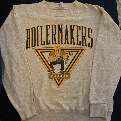 90s VTG Purdue Boilermakers Crewneck Sweatshirt Adult Medium Cotton Made in USA Gray