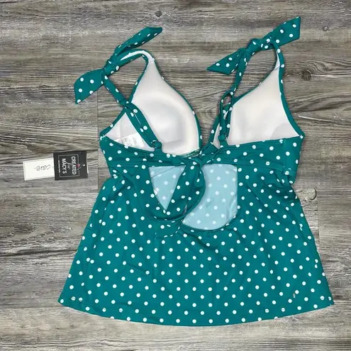 The Cove Salt + Women's Teal/White Dot It Goin On Triangle Tankini Swim Top sz S