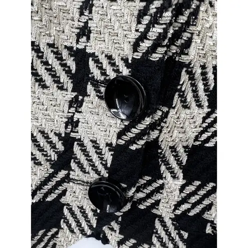 Coldwater Creek Houndstooth Blazer Chenille Jacket Black Size 12 Petite Womens