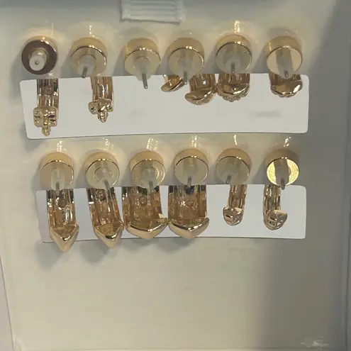 House of Harlow 1960 Set of 6 Gold Tone Hoop Earrings Holiday Gift Stocking