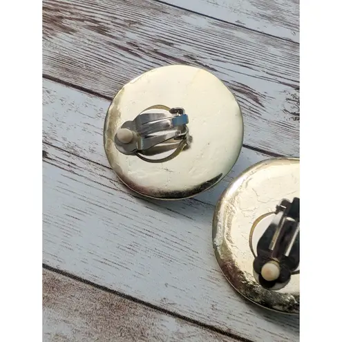 Vintage Clip On Earrings Gold/Silver Tone Rope Design Large Just Under 1 & 5/8"